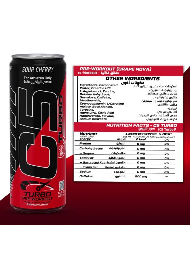 C5 Turbo Energy Drink 355ml – Sour Cherry (Pack of 12) - Image 2
